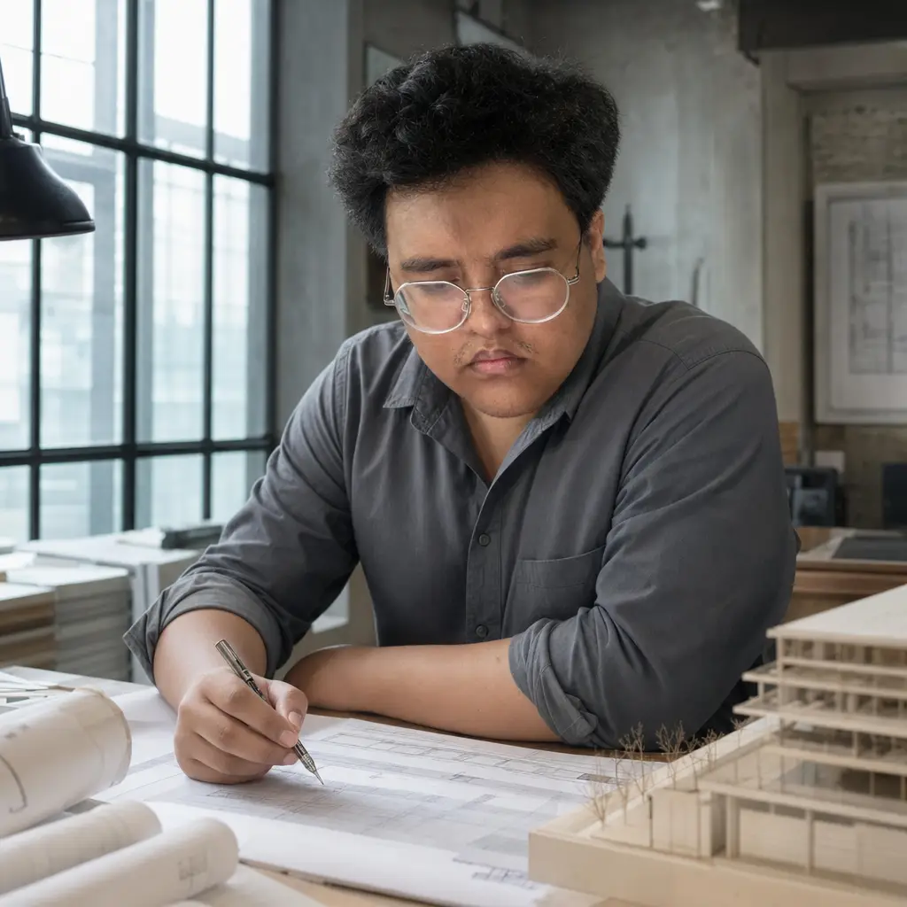 AI portrait: Architect at the Desk (Professional / LinkedIn)