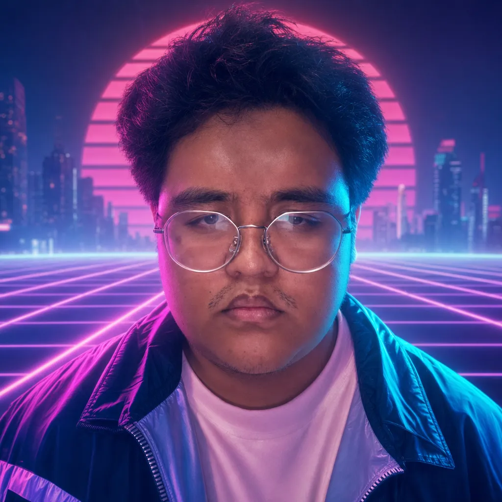 AI portrait result: Neon Synthwave Portrait