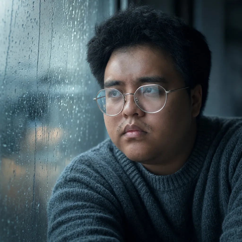 AI portrait result: Cinematic Rain Window