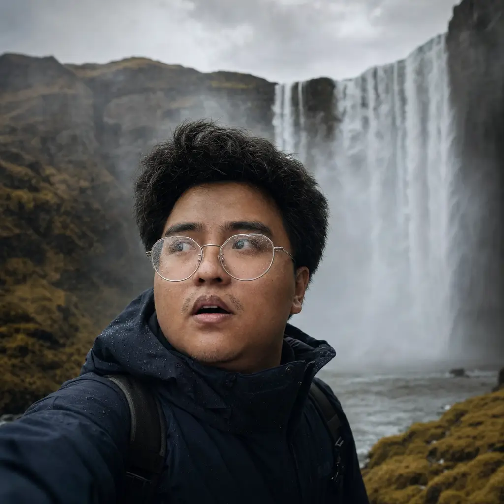 AI portrait: Iceland Waterfall (Travel / Lifestyle)