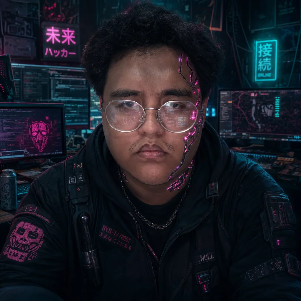 AI portrait result: Cyberpunk Hacker