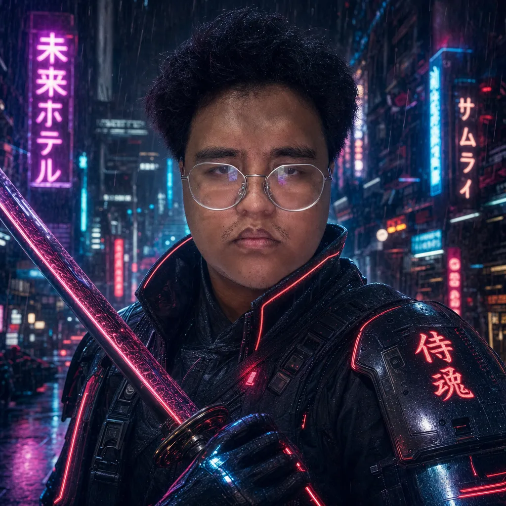AI portrait result: Cyberpunk Street Samurai