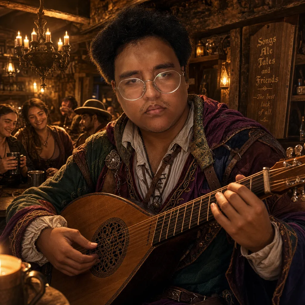 AI portrait result: Fantasy Tavern Bard