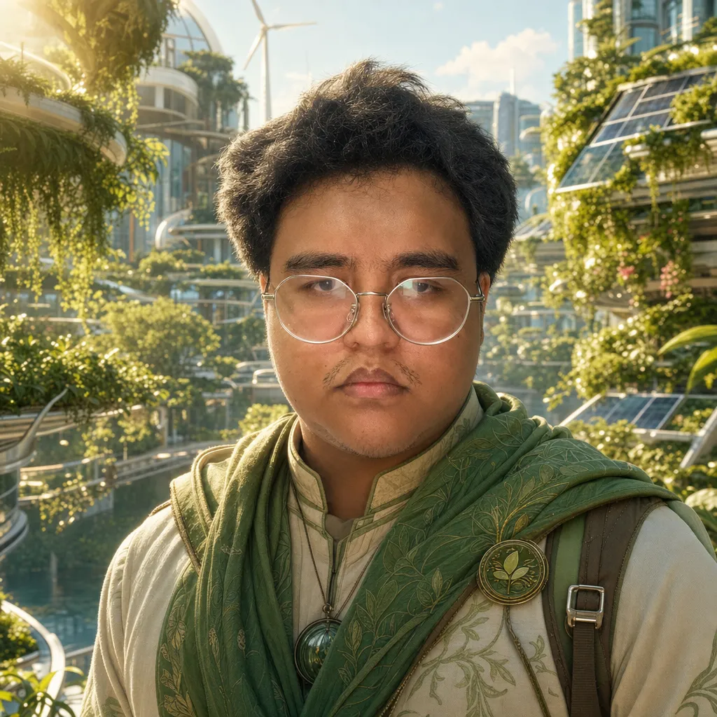 AI portrait result: Solarpunk Visionary